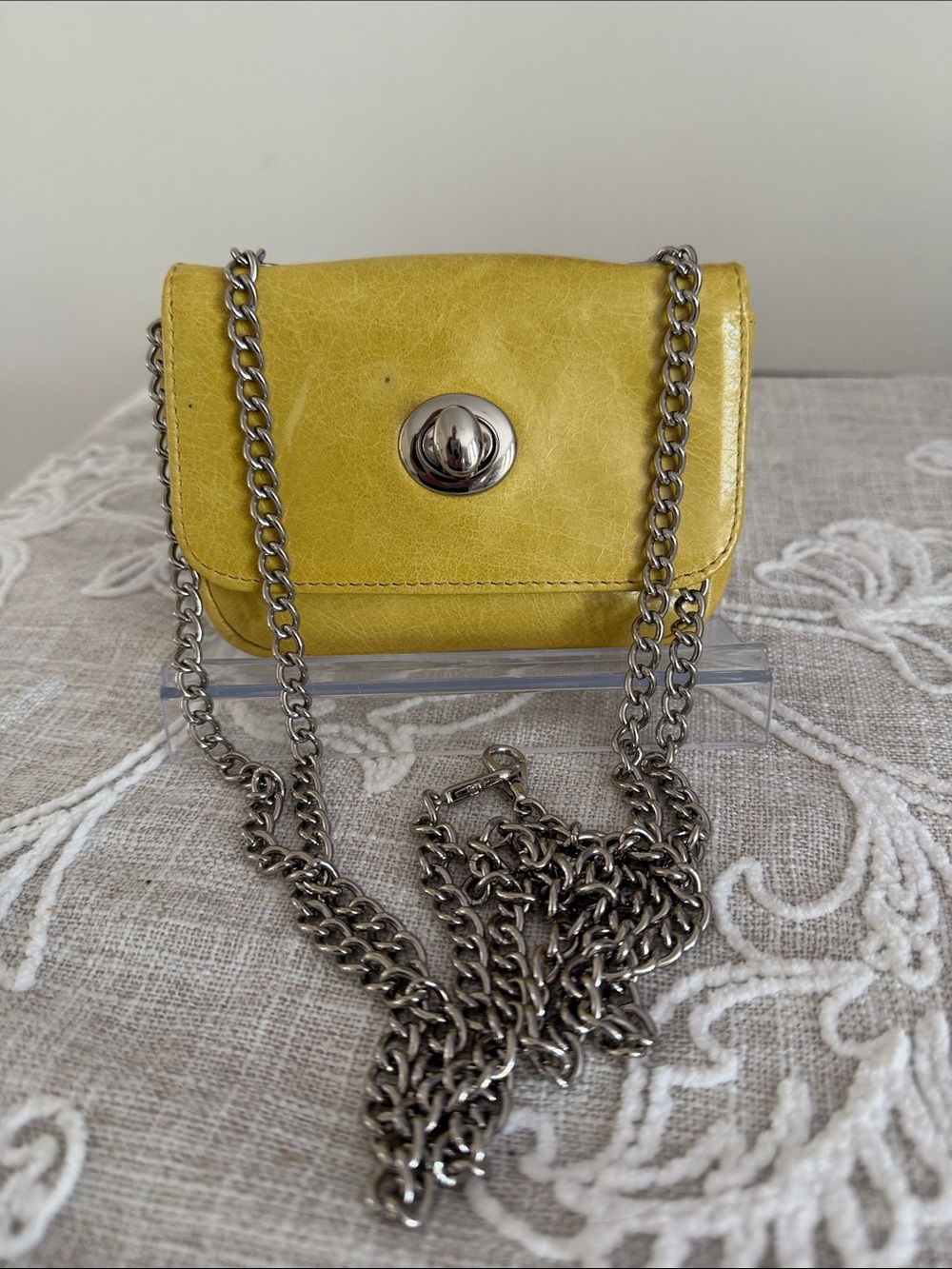 Hobo Opal Yellow Leather Convertible Mini Card Shoulder/Crossbody/Belt Bag